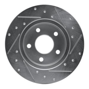 Chevrolet Malibu Brake Rotor (1) - Rear Left - R1 Concepts - Drilled & Slotted - Silver - `04-`12